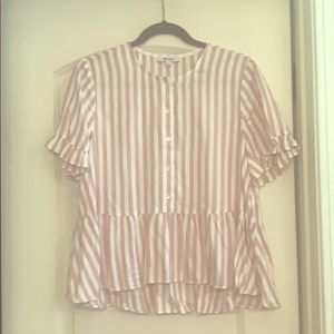 Madewell pink stripe peplum top